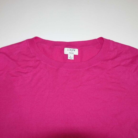 J. Crew Women's Teddie Cotton Crewneck Sweater Large Pink Pullover Style L1561 L - Picture 2 of 6